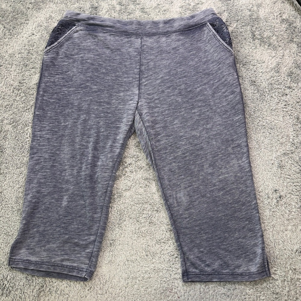 Kmart Women Relaxed Fit Capri Sweatpants XXL Heather Gray Lace Accent Pocket